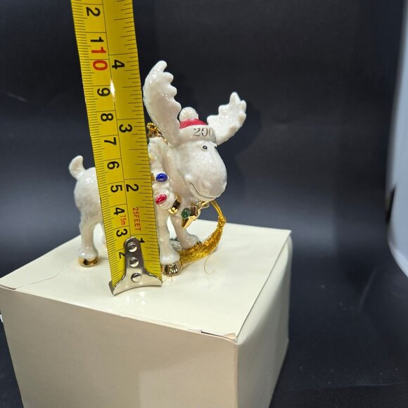 2003 Lenox Holiday Moosechief Moose Ornament) wrapped in lights - Picture 6 of 8